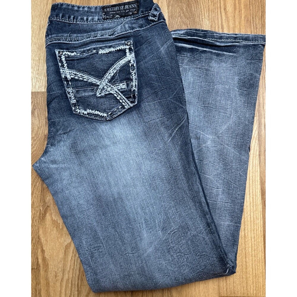 Amethyst Flare Jeans Size 14 Medium Wash with Fade Y2K  EUC